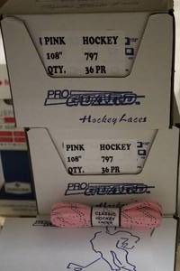 lot 3590 image: Lot of (2 Cases) ProGuard 108 Pink Classic Hockey Laces 36-count ( 72 total items )