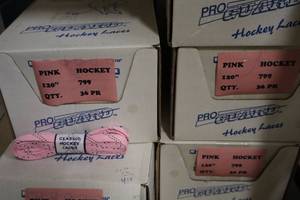 lot 3598 image: Lot of (2 Cases) ProGuard 120 Pink Classic Hockey Laces 36-count ( 72 total items )