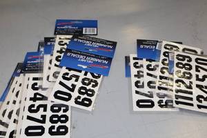 lot 3814 image: Lot of (20) ProGuard Black Helmet Number Decal Sets