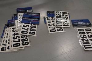 lot 3820 image: Lot of (10) ProGuard Black Helmet Number Decal Sets
