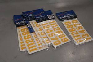 lot 3824 image: Lot of (8) ProGuard Gold Helmet Number Decal Sets