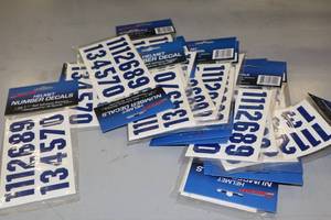 lot 3825 image: Lot of (15) ProGuard Blue Helmet Number Decal Sets