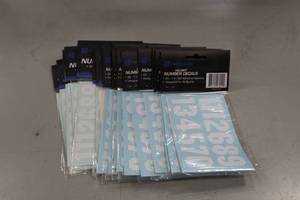 lot 3827 image: Lot of (25) ProGuard White Helmet Number Decal Sets