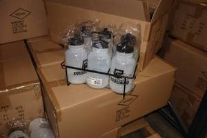 lot 4053 image: Lot of (2 Boxes) ProGuard 42-oz Water Bottle PushPull Black Cap 18-count ( 36 total items ) with (6) Bottle Carriers