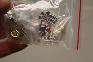 lot 3929 image: Lot of (4 Bags) He Shoots He Scores Pins 6-count ( 24 total items )