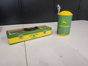 John Deere Tins, Toolbox, Lunch Box, Silo full of Coasters