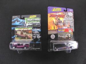 New Johnny Lightening Frightening Lightening Surf Hearse and Johnny Lightening Top Fuel Legends Soapy Sales Die-Cast Cars
