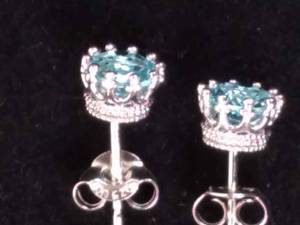 Stunning Pair of Cyan Blue Stud Earrings