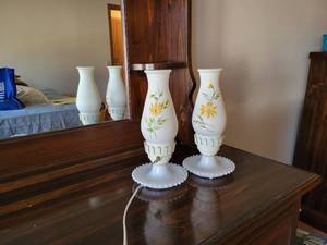 Two small glass lamps