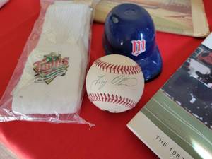 MN Twins baseball Collector with signed Tony Oliva Ball and 1965 Hamms Picture Lot
