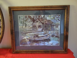 Round mirror  scenic print