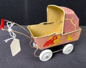 lot 332 image: Vintage Crown Baby Doll Carriage, C. 1950s