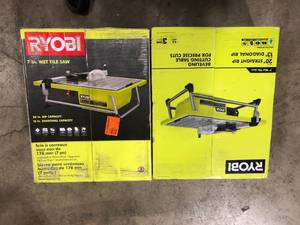 Lot of 2 RYOBI 4.8 -Amps 7 in. Blade Corded Tabletop Wet Tile Saw Customer Returns See Pictures