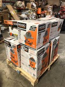 Pallet of Assorted Ridgid WetDry Shop Vacs and Hardware Various Models and Conditions  Customer Returns See Pictures