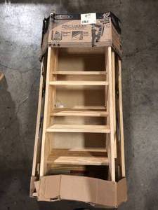 WOOD ATTIC LADDER 25IN W X 54IN L X 10FT H CEILING  Customer Returns See Pictures