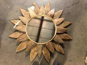Home Decorators Collection Medium Sunburst Brown Antiqued Art Deco Accent Mirror (34 in. Diameter) Customer Returns See Pictures