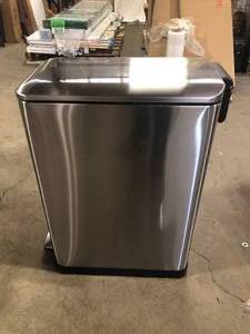 Home Zone Living 13.2 Gal. Stainless Steel Step-On Kitchen Trash Can with Dual Compartments and Slim Shape   Customer Returns See Pictures