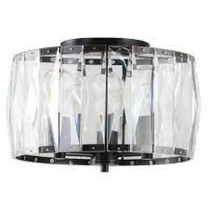 Lot of 4  Home Decorators Collection Wesbourne 3-Light Black Flush Mount with Clear Glass Crystal Shade  Customer Returns See Pictures