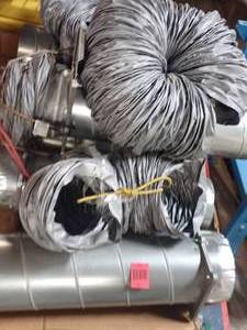 exhaust vent pipes and stacking with dampers, 7 stack sections and 5 accordian accordian runs