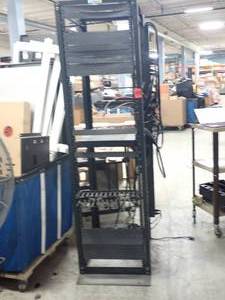Data Center Rack can cut to any size - includes 2 APC power Strips 23 in wide , 33 in deep , 85 in tall