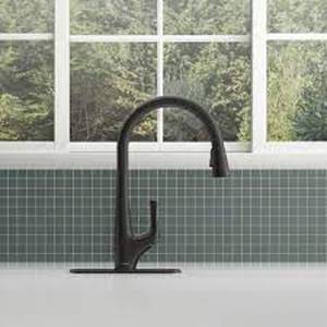 lot 19 image: Kohler Bevin Pull-Down Kitchen Faucet- Matte Black-R43210-BL