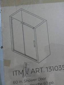 lot 1A image: OVE TIDAL 60X32-CH Alcove Matte Black Finish. 6 mm Thick Clear Tempered Glass Shower Door