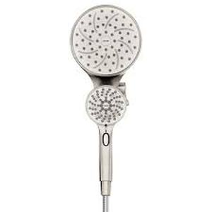 lot 40 image: MOEN Attract with Magnetix 6-Spray 6.75 in. Dual Wall Mount Fixed and Handheld Shower Head in Spot Resist Brushed Nickel