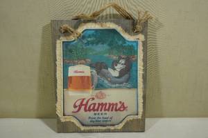 Vintage Style Wooden Hamms Beer Bear Plaque