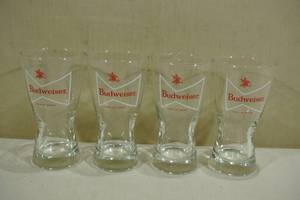 4 Budweiser King of Beers Glasses