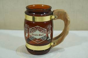Vintage Grain Belt Wood Handle Beer Mug