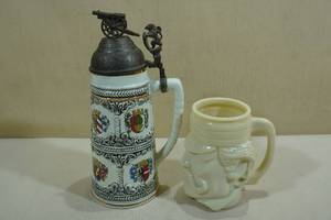 Vintage German Pewter Lid Stein with Avon Mug