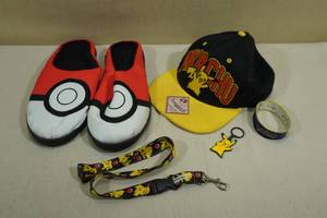 Pokemon Slippers, Hat, Keychain, Lanyard and Bracelet