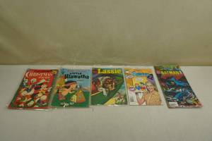 5 Vintage Comic Books -Disney, DC Batman, Lassie, Sabrina