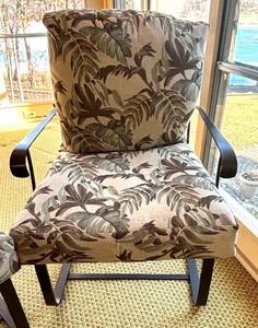 lot 25 image: Pair of Metal Base Spring Style Patio Rocking Chairs