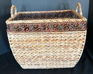 lot 27 image: Beautiful Decorative Basket with Metal Accents