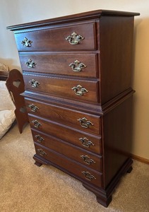 lot 3 image: Chippendale Style Young and Hinkle Cherrywood Chest of Drawers  Dresser