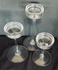 lot 67 image: Trio of Gorgeous Clear Glass Candle Holders