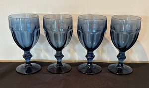 lot 165 image: Four Beautiful Blue Libbey Duratuff Gibraltar Goblets