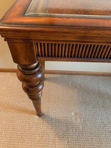 lot 145 image: Vintage Glass Topped Console Wood Console Table
