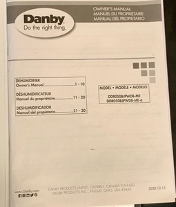 lot 147 image: Like New Danby Dehumidifier with Manual