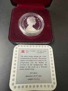 1984 Canada Silver Dollar 150th Anniversary of Toronto .500 Fine Silver