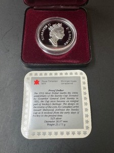 1893-1993 $1 100th Anniversary of the Stanley Cup Proof .925 Silver Coin