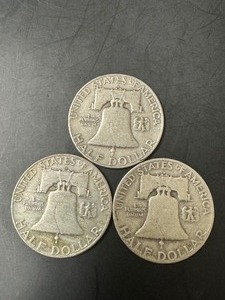 Lot of 3 Coins 1952 Franklin Half Dollar Coins (D)