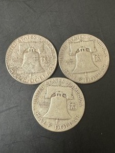 Lot of 3 Coins 1951  Franklin Half Dollar Coins (D)