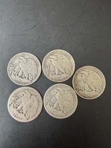 Lot of 5 Mixed dates of Walking Liberty Half Dollar