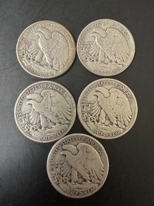 Lot of 5 1942 Walking Liberty Half Dollar