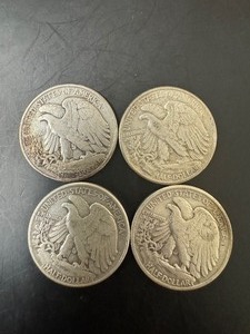 Lot of 4 1945 Walking Liberty Half Dollar
