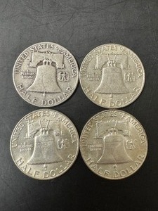 Lot of 4 Coins 1953 Franklin Half Dollar Coins (D)