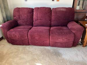 Burgundy Cloth Electric Foot Rest Couch