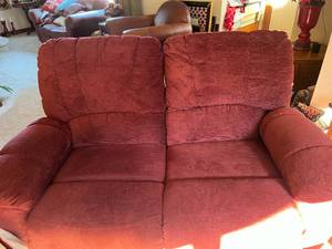 Burgundy Two Cushion Love Seat
